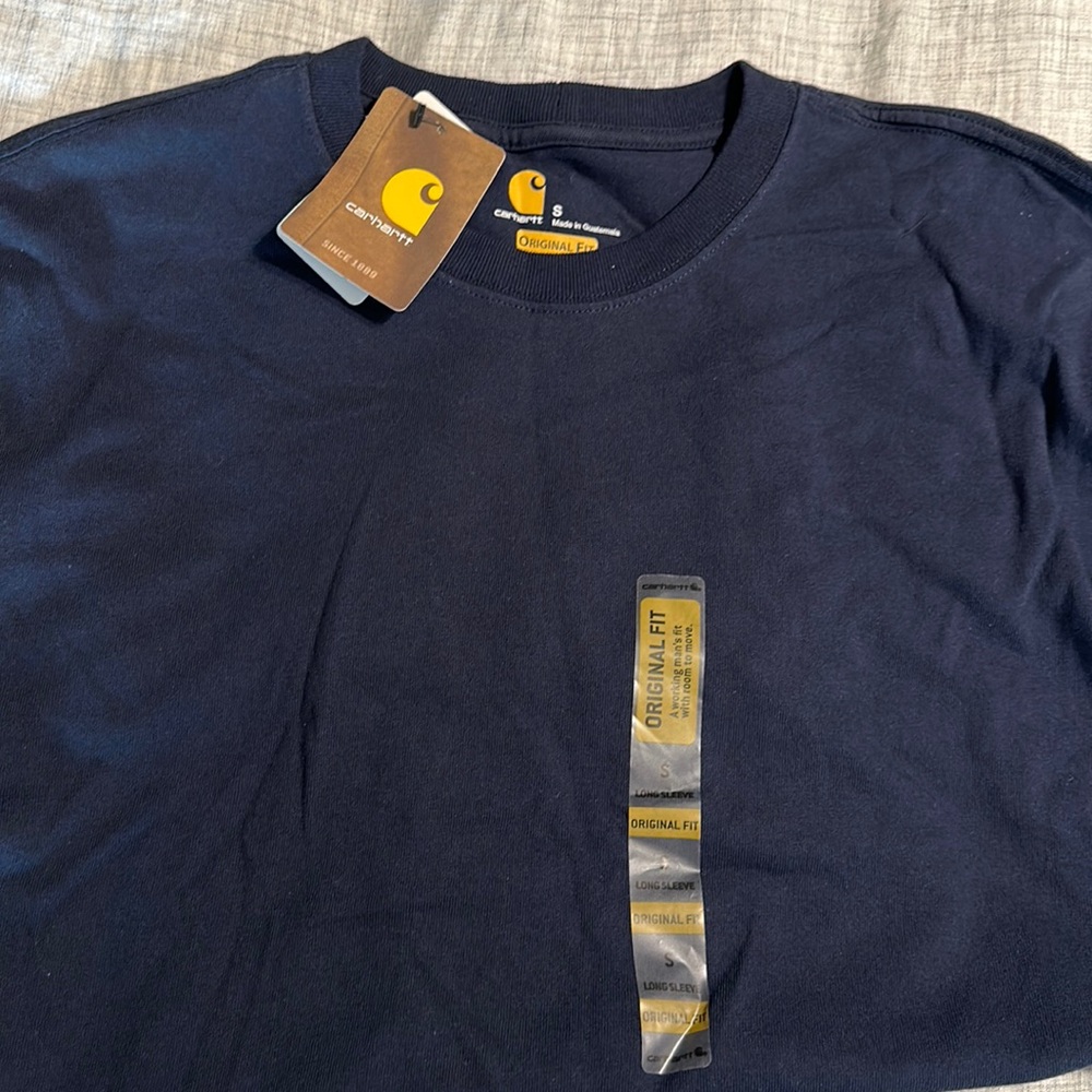NWT Carhartt mens original fit long sleeve t-shirt in Navy Blue